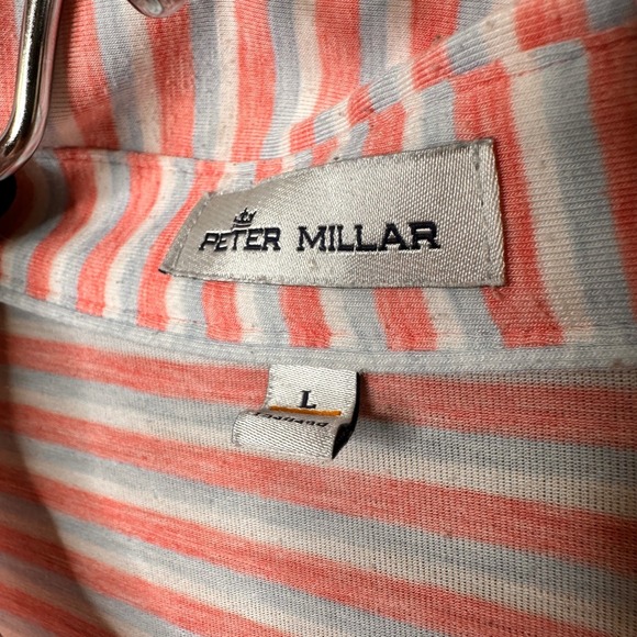 Peter Millar Polo Shirt Mens Large Striped Golf Athletic Casual Outdoor - Picture 4 of 8